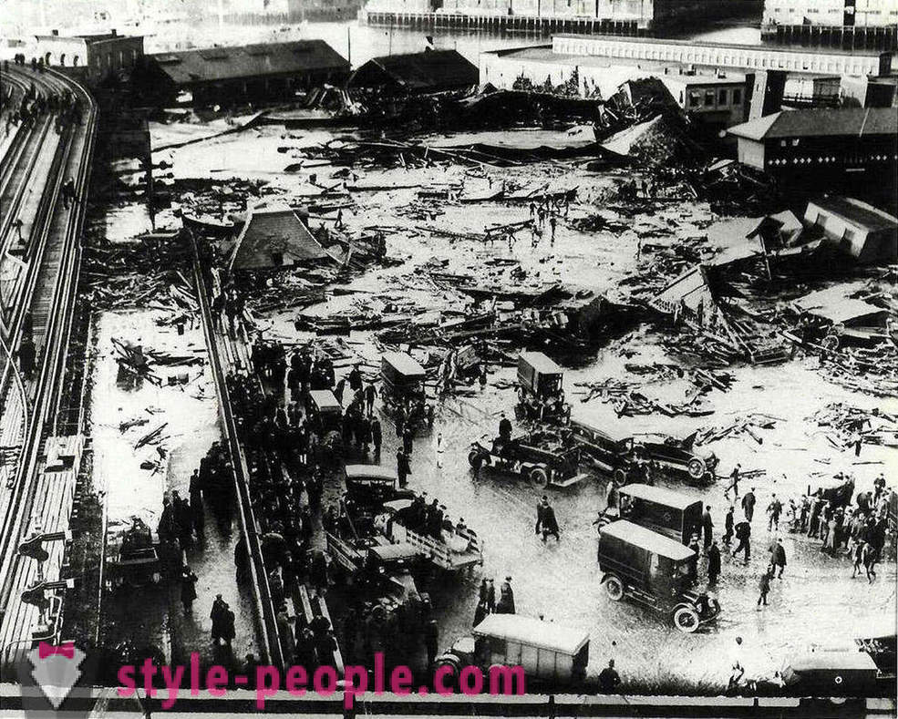 Historische beelden van de vloed van suiker in Boston