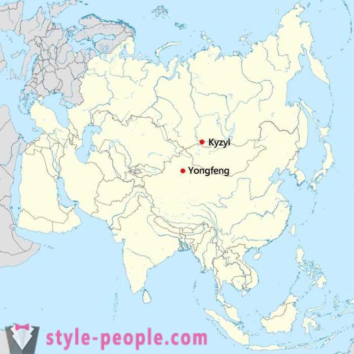 Rusland en China, waar het is ook het geografische centrum van Azië?
