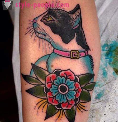 De tatoeage op zijn been van de kat: een foto, een waarde